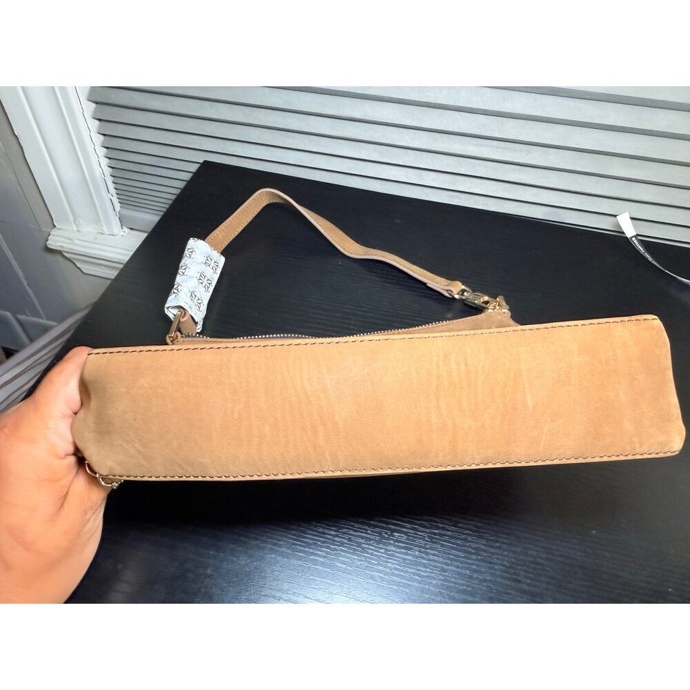 Rustic Cuff Cheyenne Suede Shoulder Bag Tan Camel Leather Gold Tone Purse2 - Picture 3 of 12